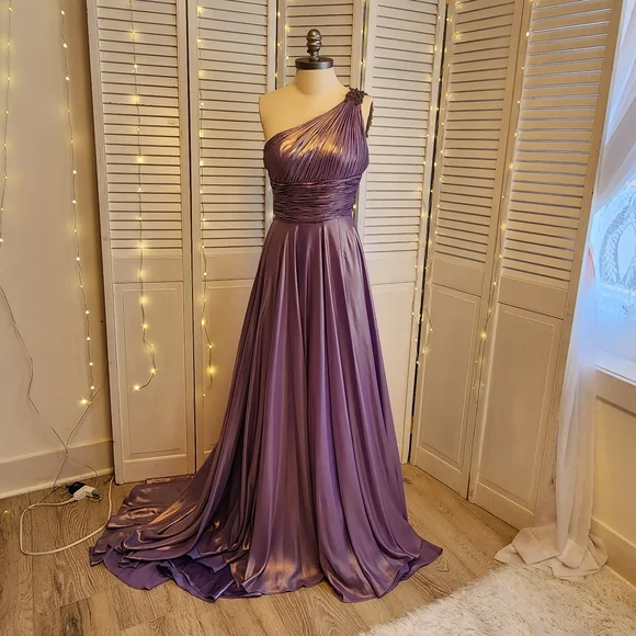 Sherri Hill Dresses | Sherri Hill Purple Asymmetrical Draped Gown For Prom | Color: Purple | Size: 2 | Ccdressup's Closet